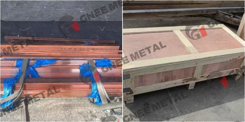 C11000 copper busbars packed in wooden crates C11000 copper busbars packed in wooden crates